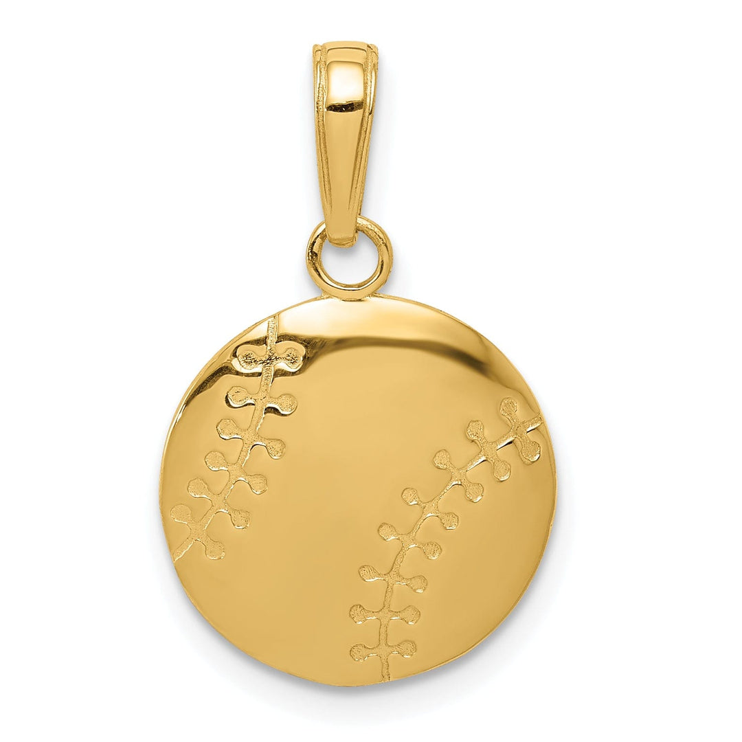 14k Yellow Gold Baseball Charm Pendant