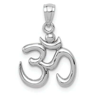 14k White Gold Solid Textured Polished Finish Om Symbol Charm Pendant at $ 84.34 only from Jewelryshopping.com
