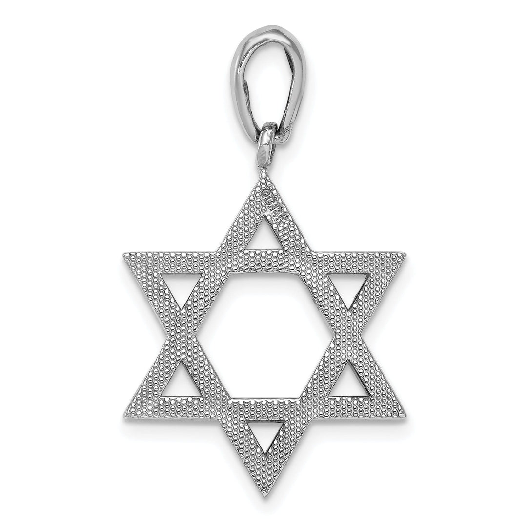 14K White Gold Polished Finish Closed Back Star of David Charm Pendant