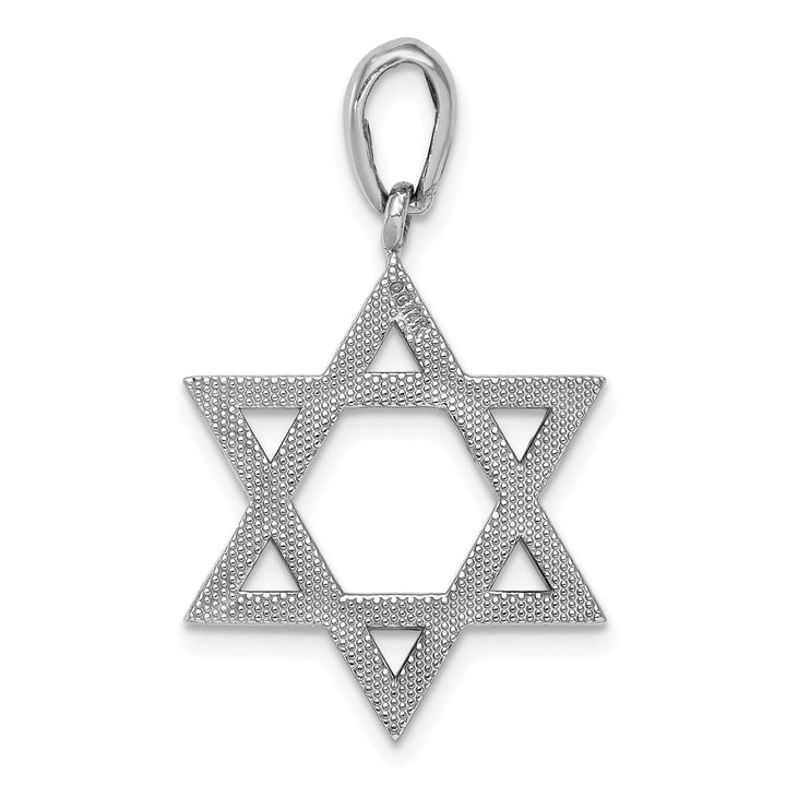 14K White Gold Polished Finish Closed Back Star of David Charm Pendant