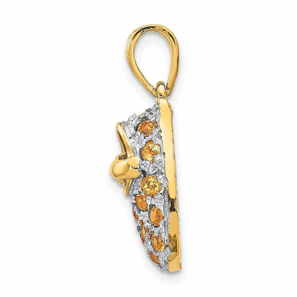 14 Two Tone Gold Citrine Stone Baby Shoe Charm
