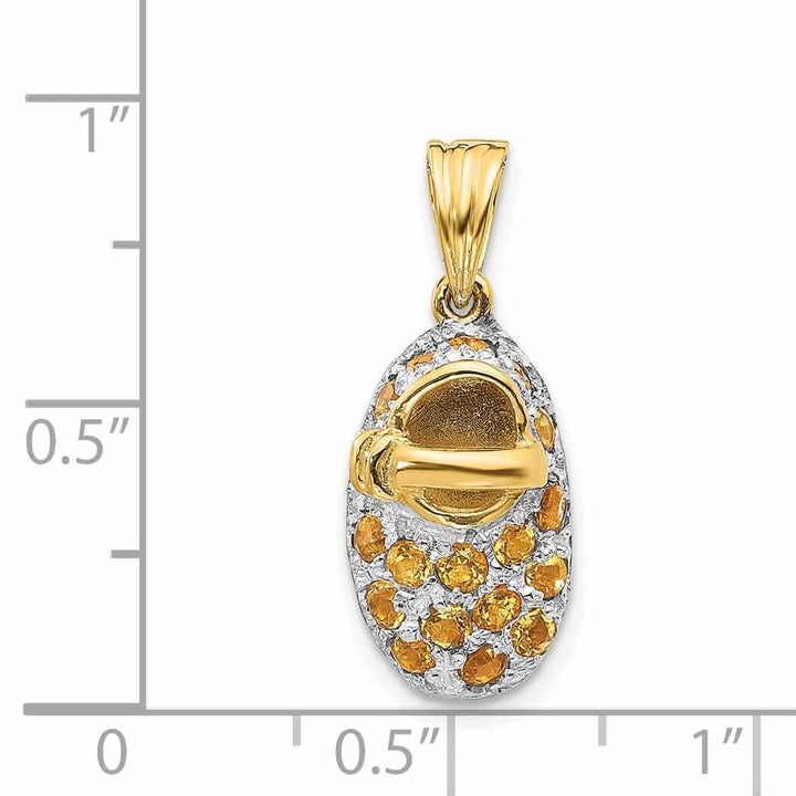 14 Two Tone Gold Citrine Stone Baby Shoe Charm