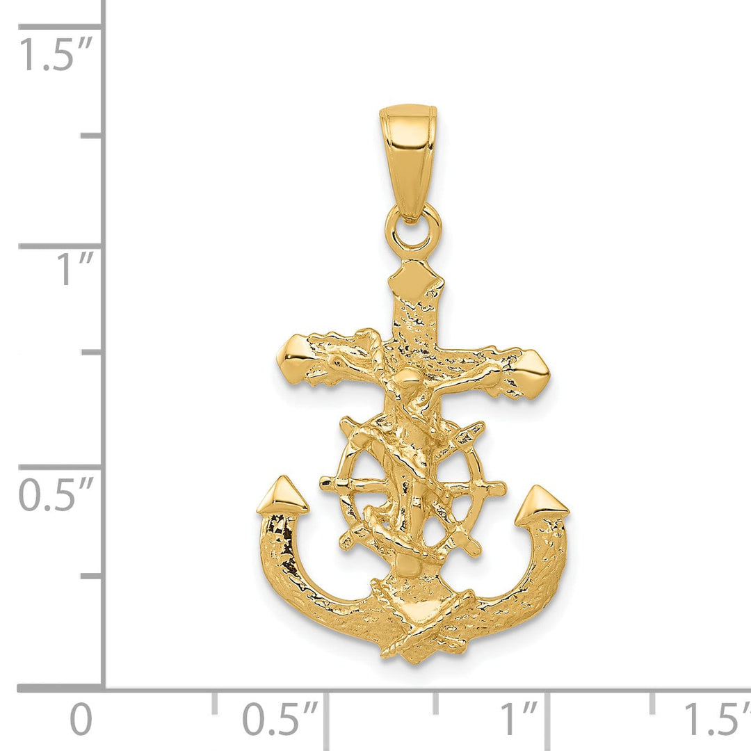 14k Yellow Gold 2-D Mariners Crucifix Pendant