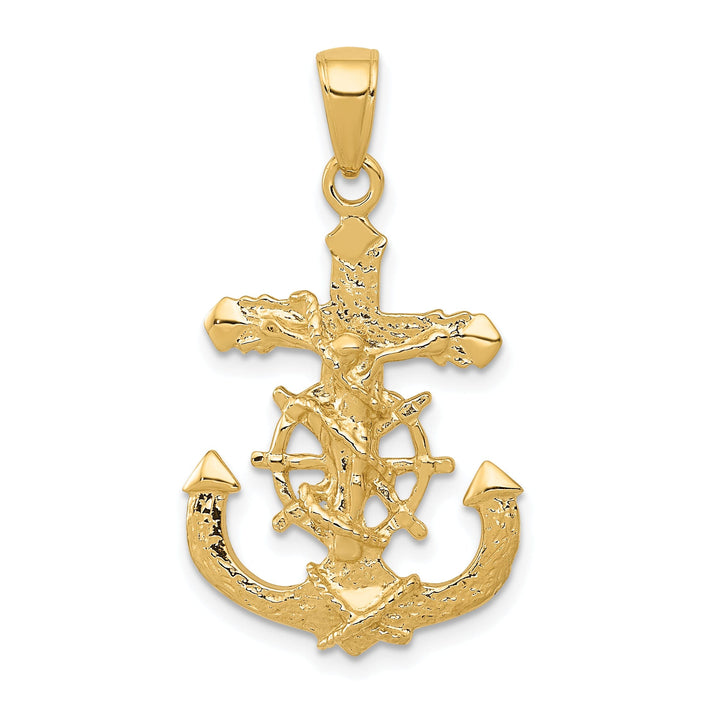 14k Yellow Gold 2-D Mariners Crucifix Pendant