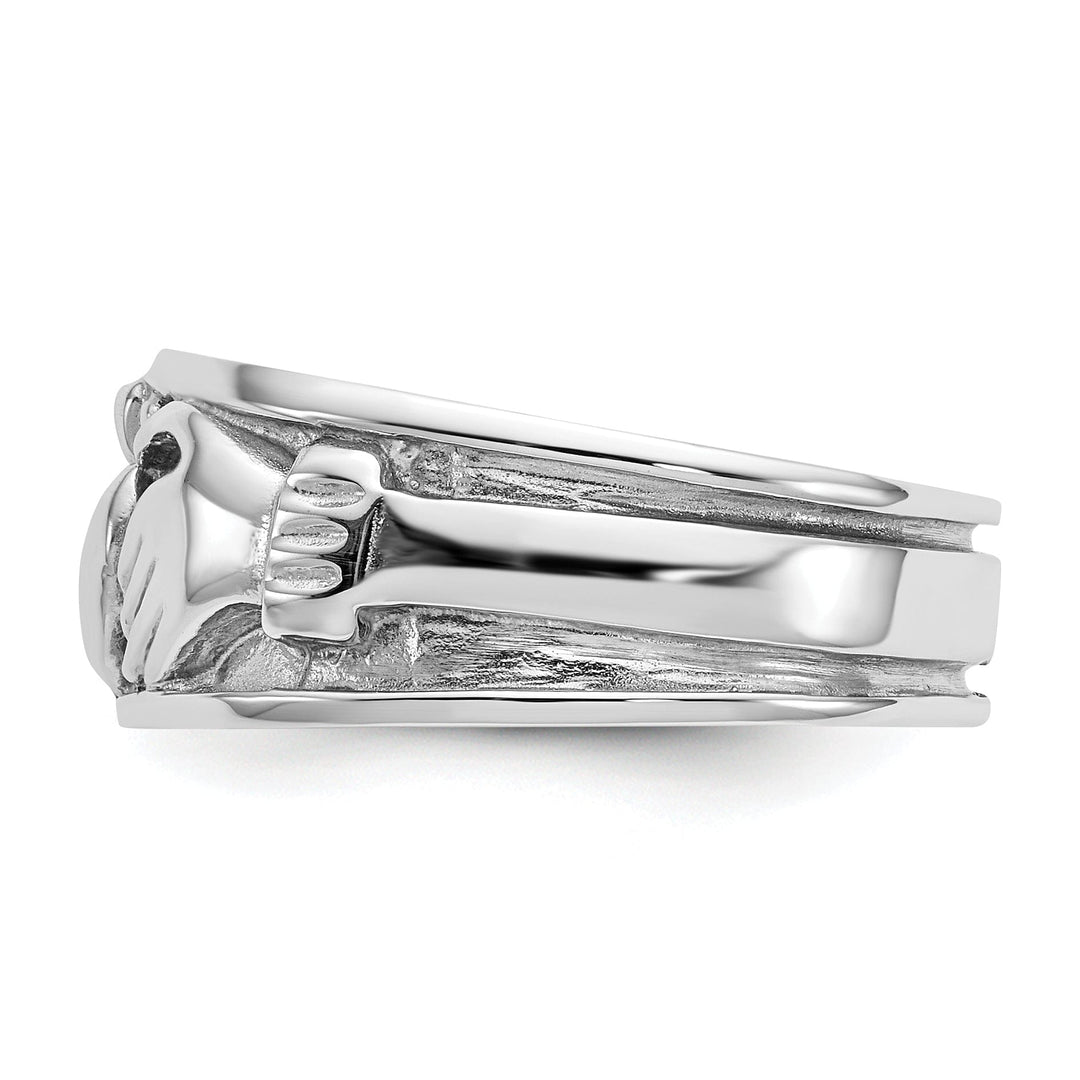 14kt white gold ladies claddagh band ring