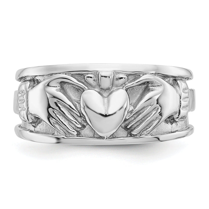 14kt white gold ladies claddagh band ring