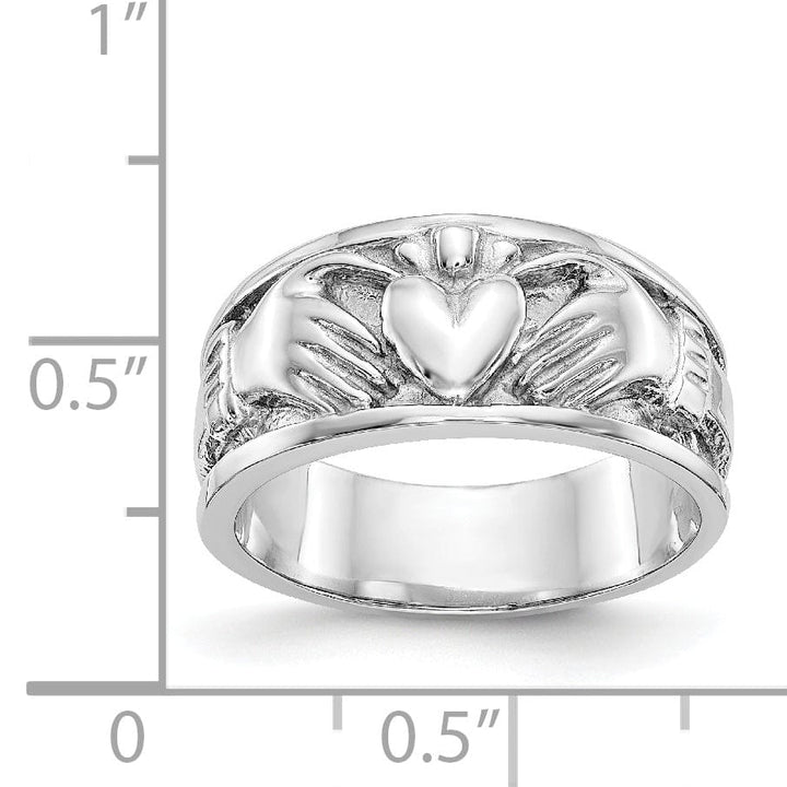 14kt white gold ladies claddagh band ring