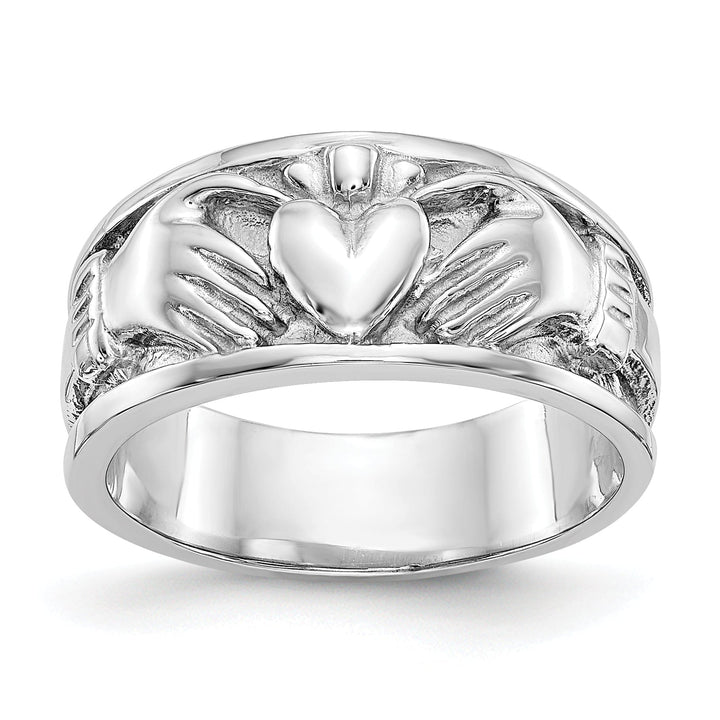 14kt white gold ladies claddagh band ring