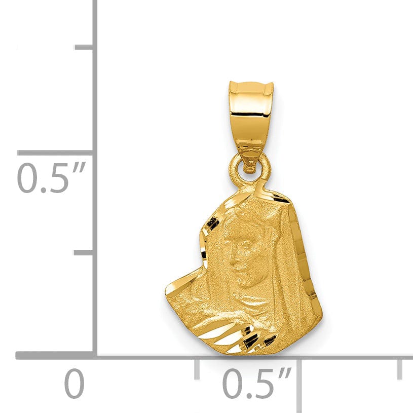 14k Yellow Gold Satin Finish Mary Pendant