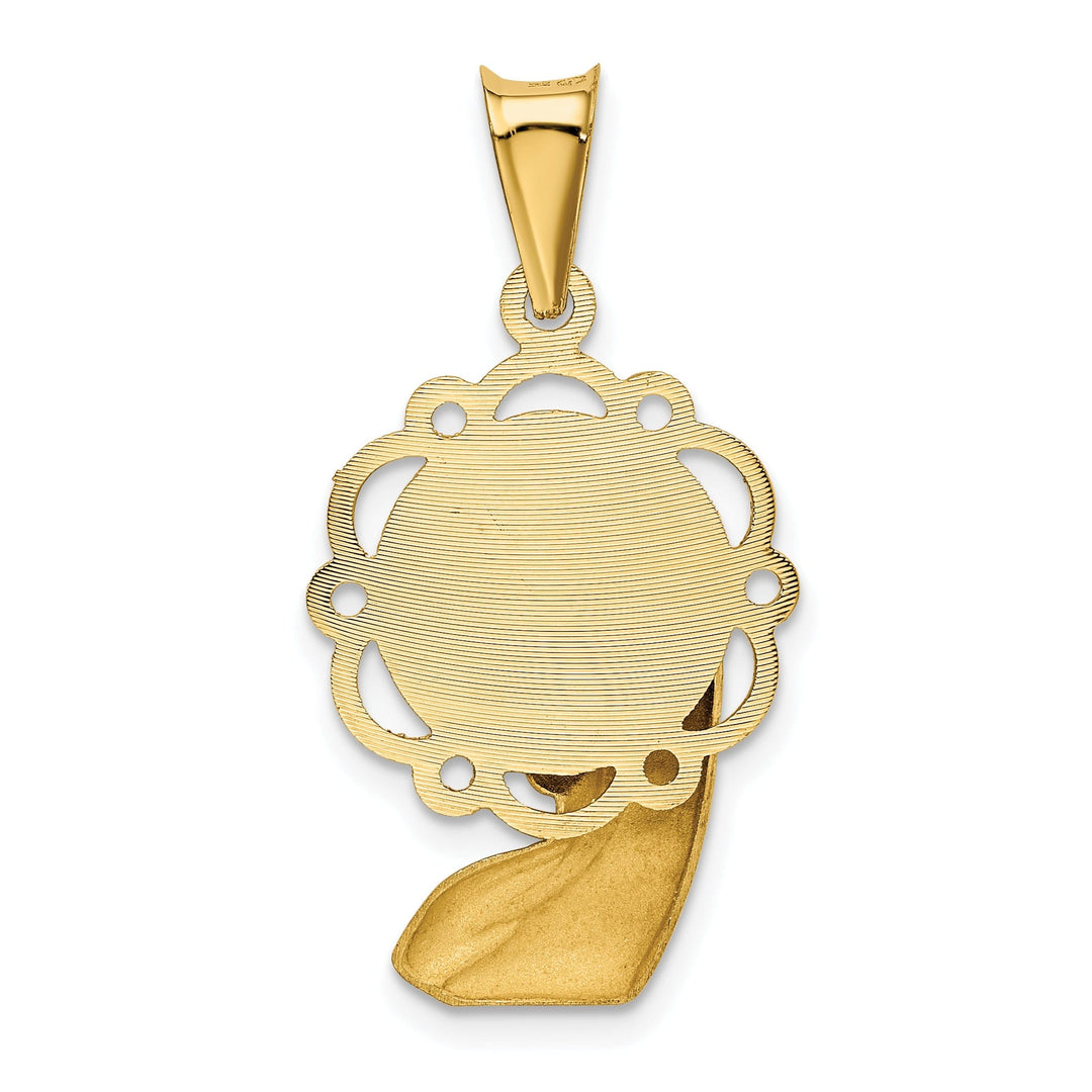 14k Yellow Gold Satin Finish Mary Pendant