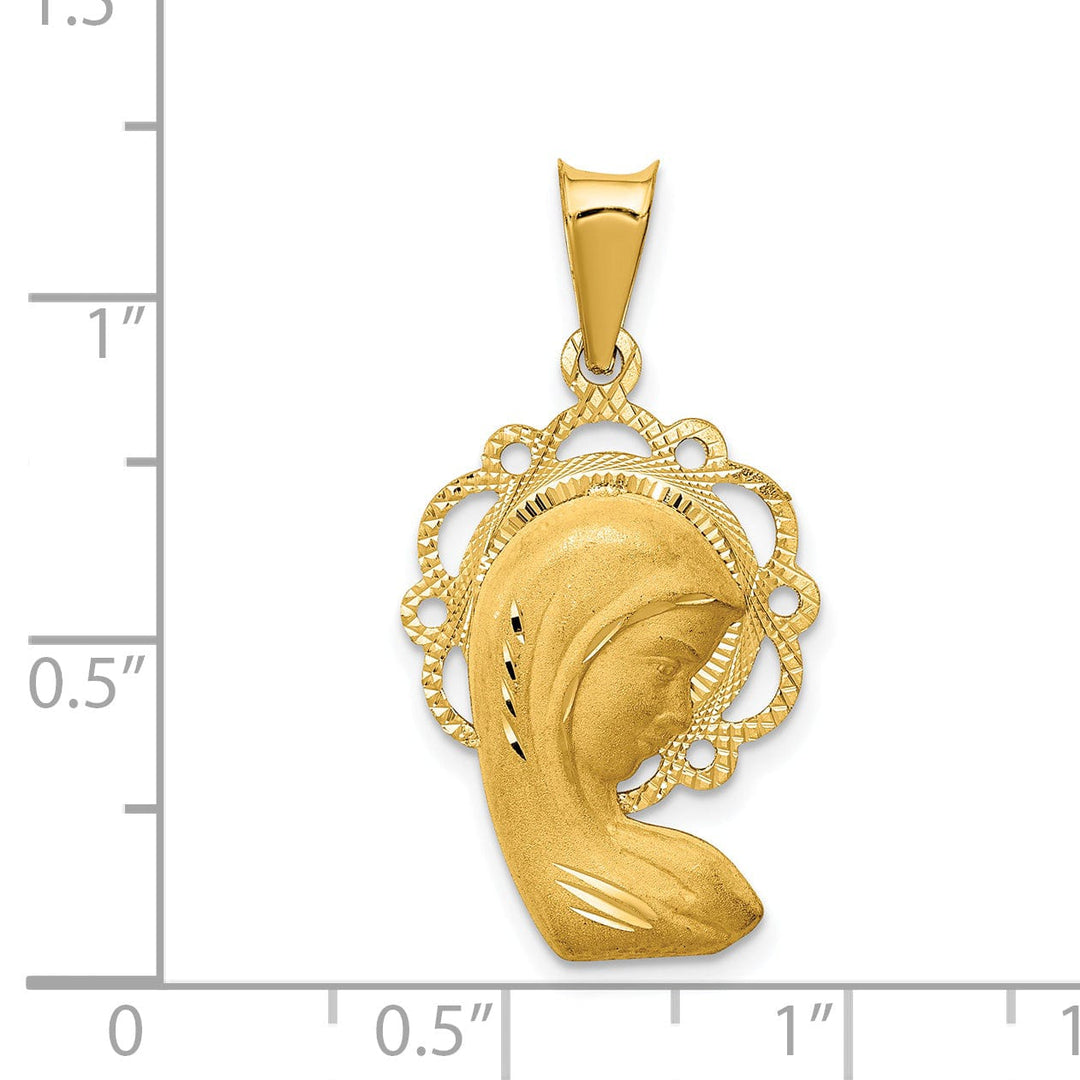 14k Yellow Gold Satin Finish Mary Pendant