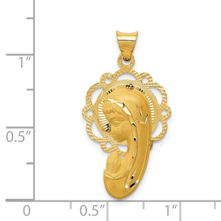 14k Yellow Gold Satin Finish Mary Pendant