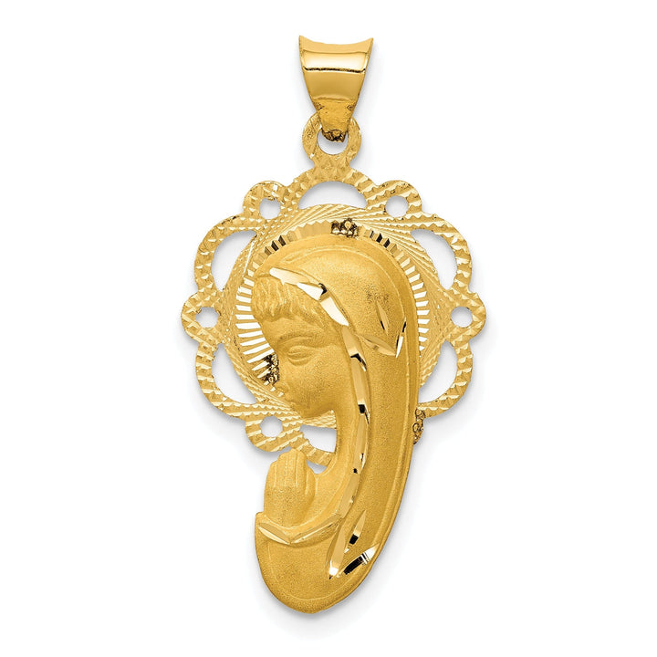 14k Yellow Gold Satin Finish Mary Pendant