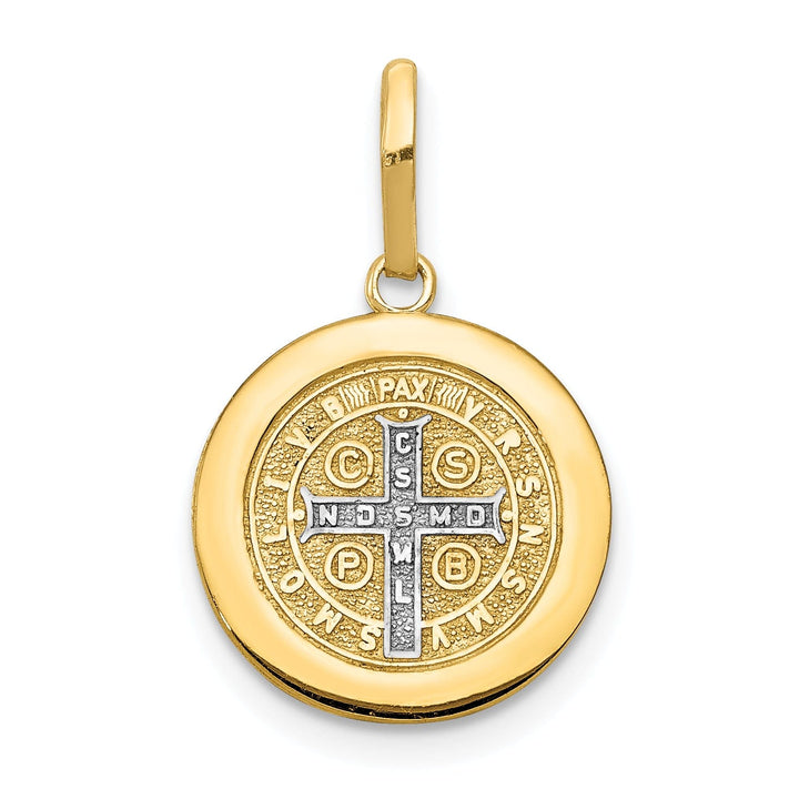 14k Two Tone Gold Circle Saint Benedict Medal