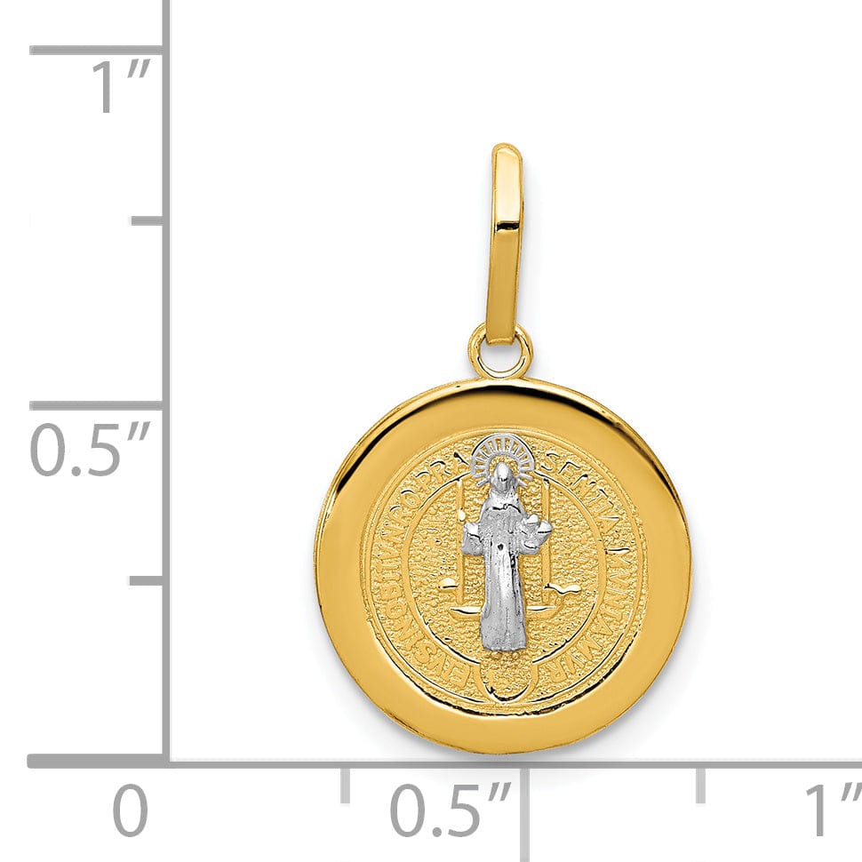 14k Two Tone Gold Circle Saint Benedict Medal