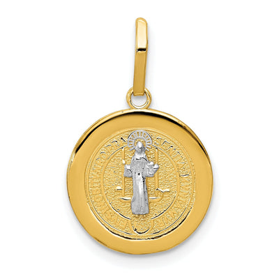 14k Two Tone Gold Circle Saint Benedict Medal at $ 106.17 only from Jewelryshopping.com