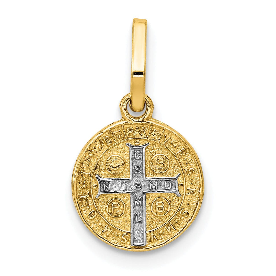 14k Two Tone Gold Circle Saint Benedict Medal