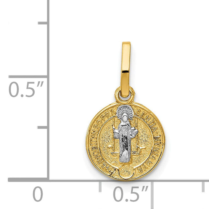 14k Two Tone Gold Circle Saint Benedict Medal