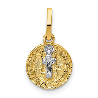 14k Two Tone Gold Circle Saint Benedict Medal at $ 60.13 only from Jewelryshopping.com