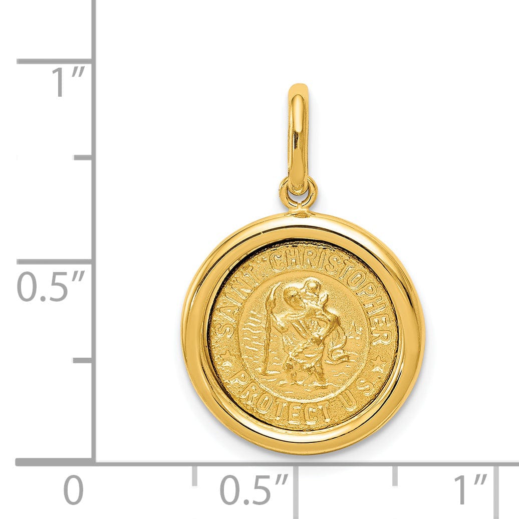 14k Yellow Gold St Christopher Medal Pendant