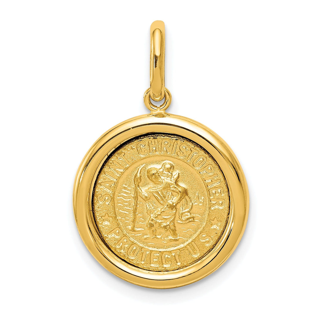 14k Yellow Gold St Christopher Medal Pendant