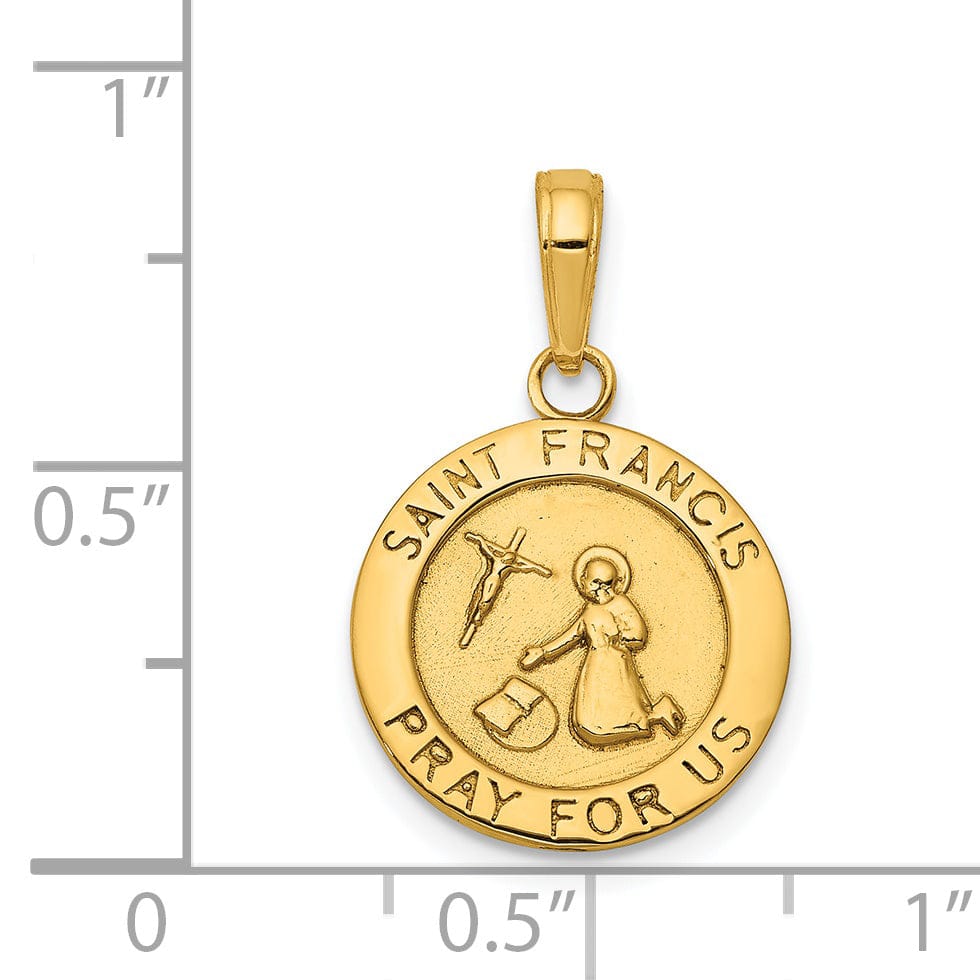 14k Yellow Gold Saint Francis Medal Pendant