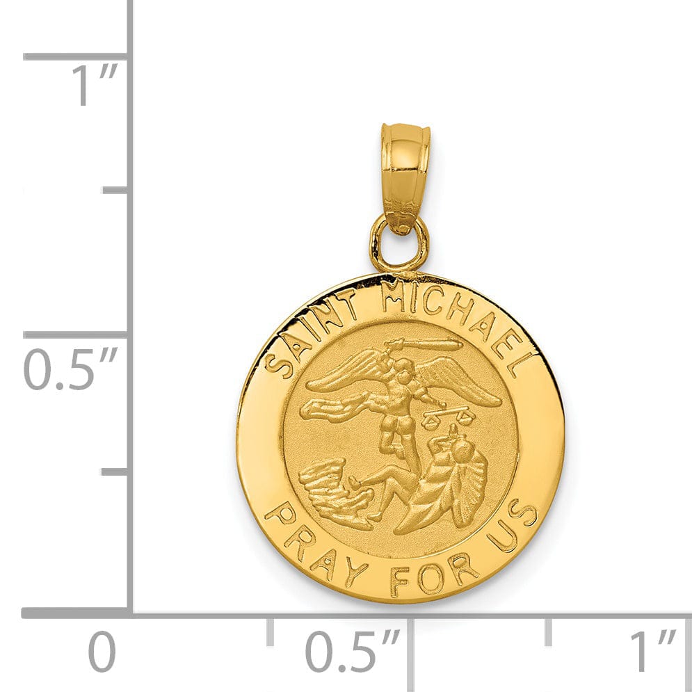 14k Yellow Gold Saint Michael Medal Pendant