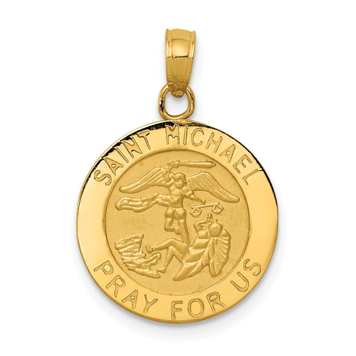 14k Yellow Gold Saint Michael Medal Pendant