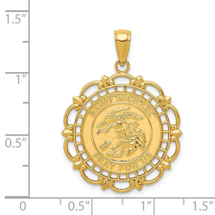 14k Yellow Gold Saint Michael Medal Pendant