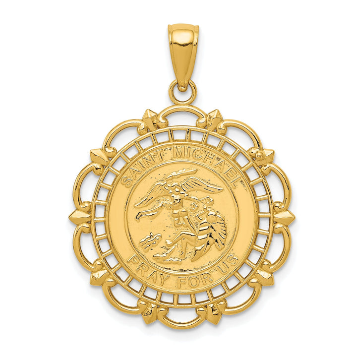 14k Yellow Gold Saint Michael Medal Pendant