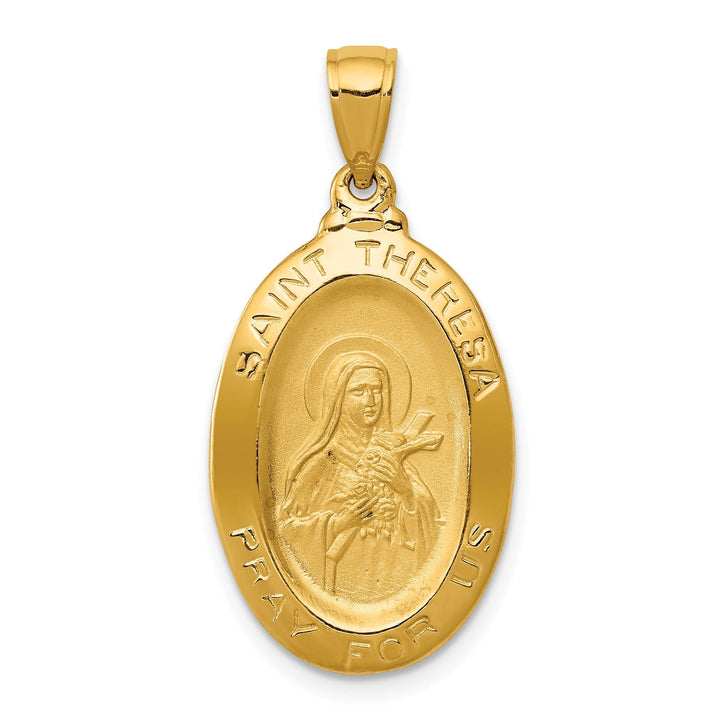 14kYellow Gold Saint Theresa Oval Medal Pendant.