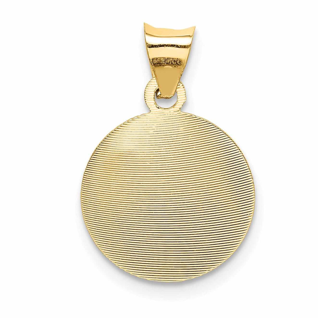 14k Tri Color Gold Baptism Circle Medal Pendant. Engraving fee $22.00.