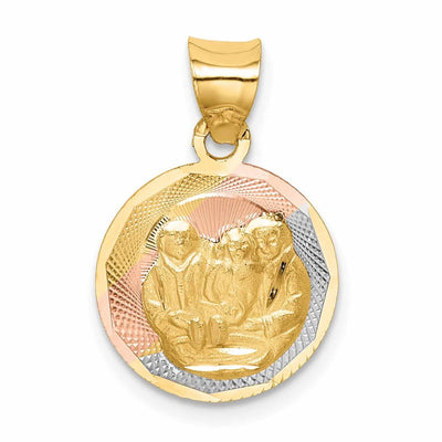14k Tri Color Gold Baptism Circle Medal Pendant. Engraving fee $22.00. at $ 95.57 only from Jewelryshopping.com