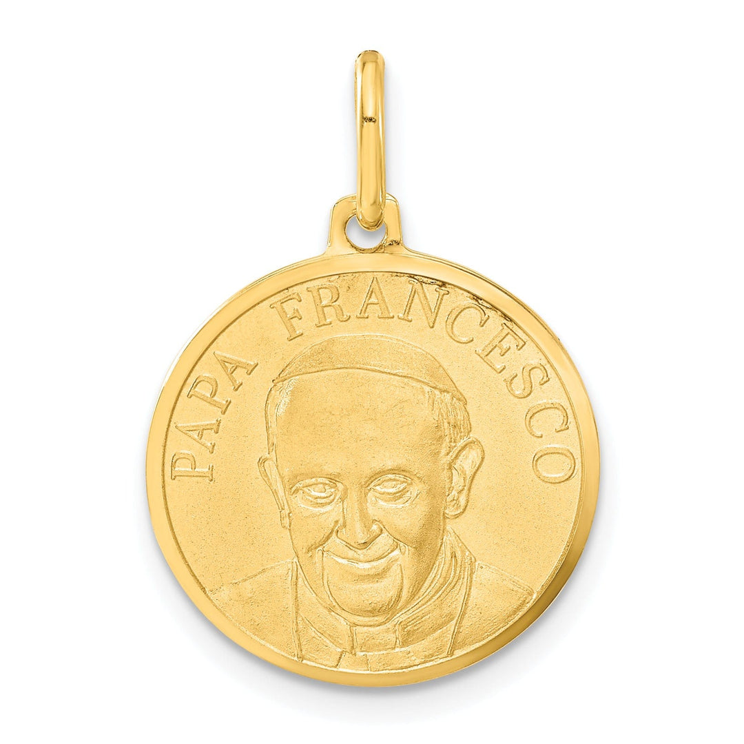 14k Yellow Gold Papa Francesco Medal Pendant