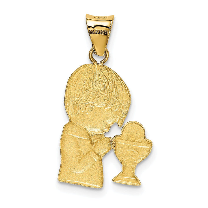 14K Yellow Gold D.C Finish Boy receiving Holy Communion Pendant