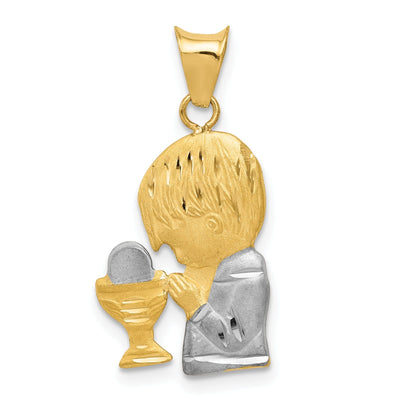 14K Yellow Gold D.C Finish Boy receiving Holy Communion Pendant at $ 76.11 only from Jewelryshopping.com