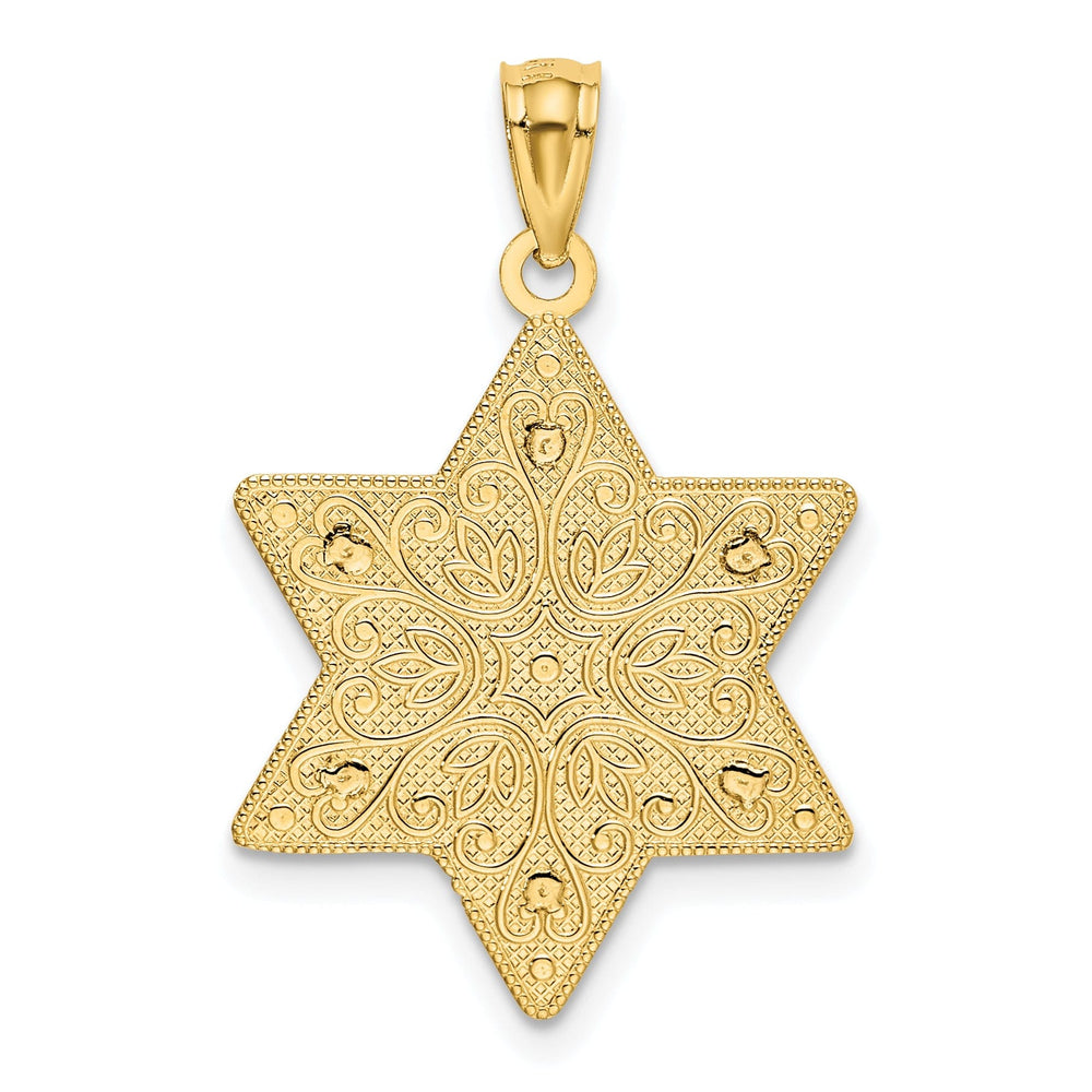 14K Two Tone Gold Polished Reversible Filigree Star Of David Pendant