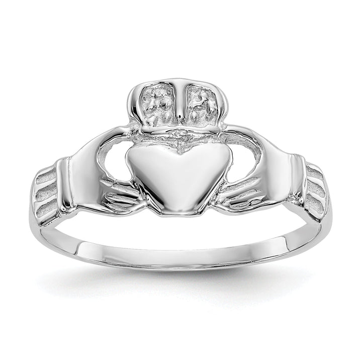 14kt white gold ladies claddagh ring