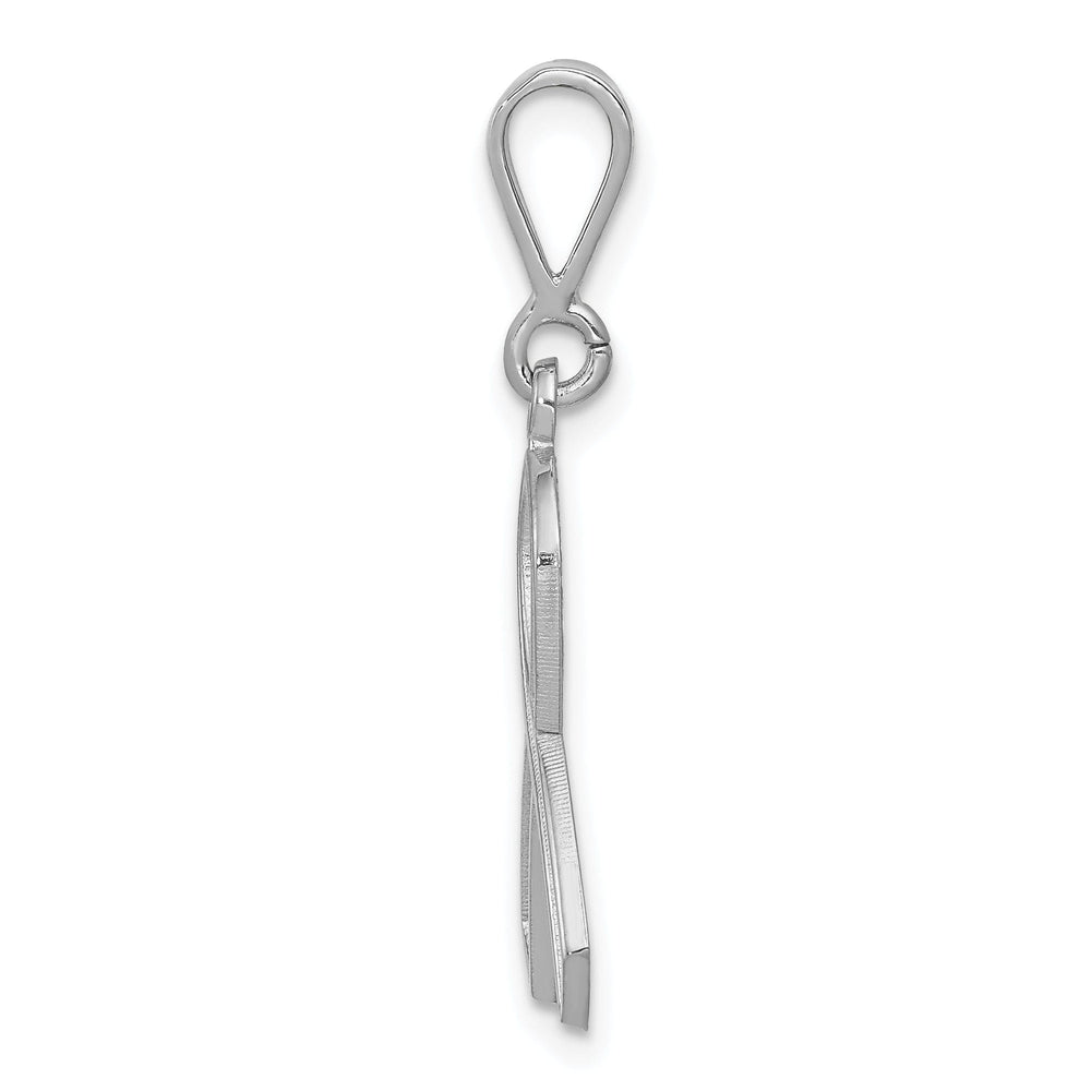 14k White Gold Textured Polished Finish Awareness Ribbon Charm Pendant