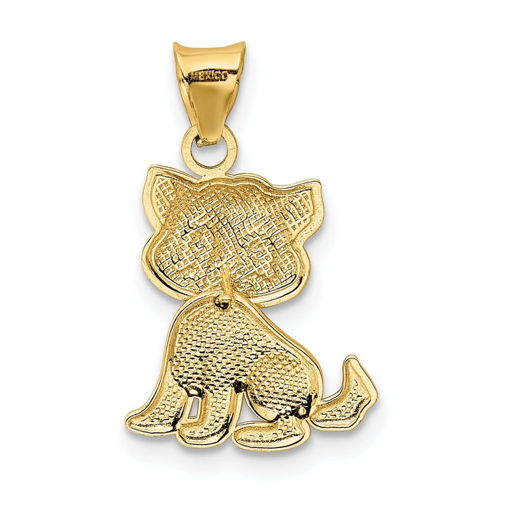 14k Yellow Gold Polished Finish Moveable Cat Charm Design Pendant