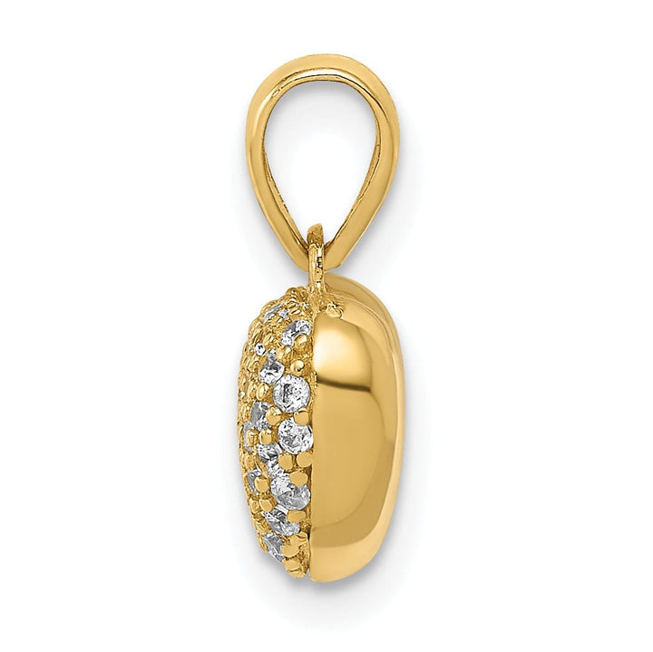 14k Yellow Gold Solid Pave C.Z Heart Pendant