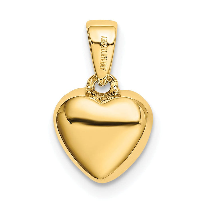 14k Yellow Gold Solid Pave C.Z Heart Pendant