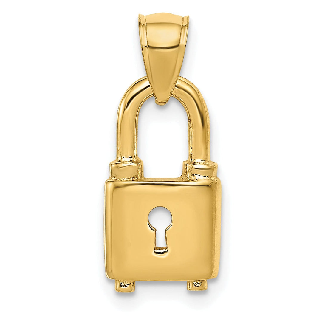 14K Yellow Gold Lock with Key Hole Charm Pendant