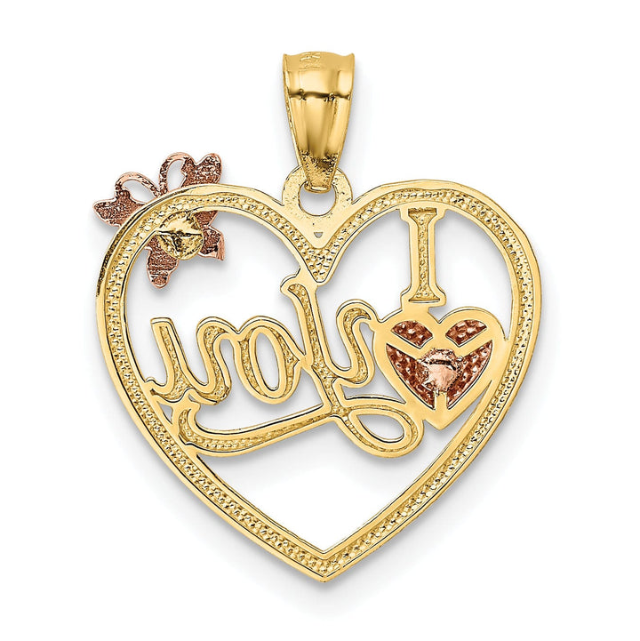 14k Yellow Rose Gold I Love You in Heart Charm