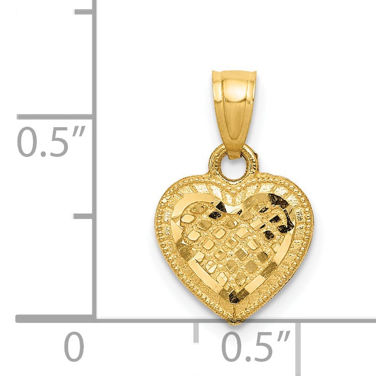 14k Yellow Gold Lattice Design Heart Pendant