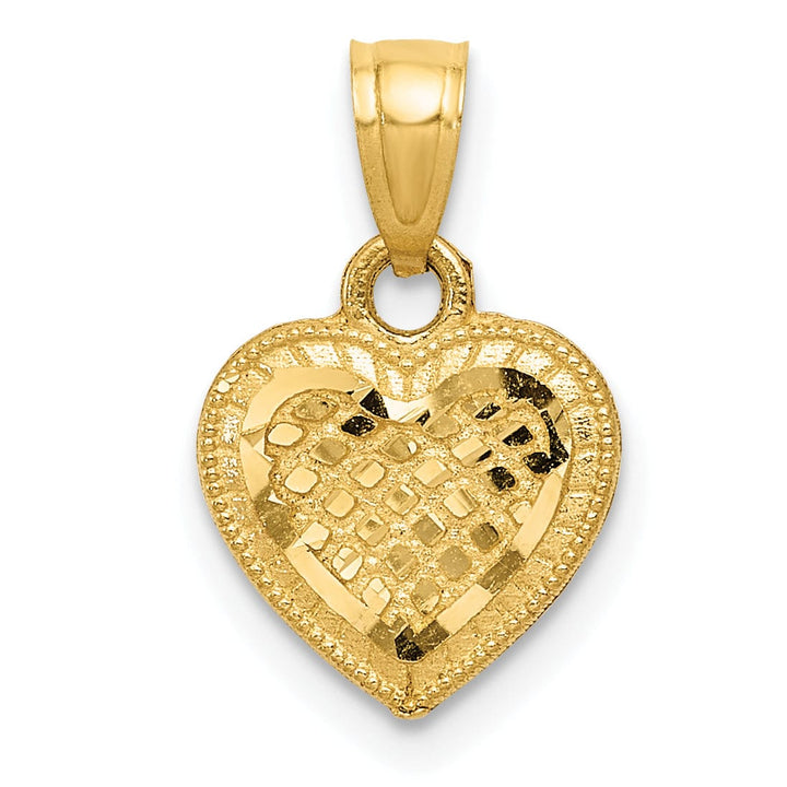 14k Yellow Gold Lattice Design Heart Pendant