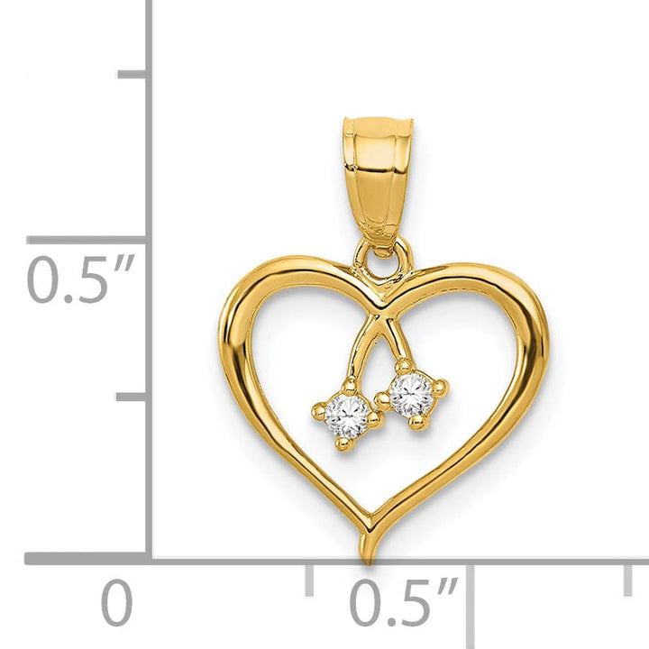 14k Yellow Gold Solid C.Z Heart Design Pendant