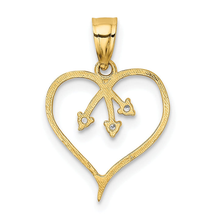 14k Yellow Gold Solid C.Z Heart Design Pendant