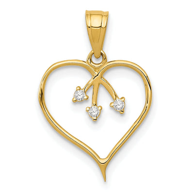 14k Yellow Gold Solid C.Z Heart Design Pendant at $ 42.19 only from Jewelryshopping.com