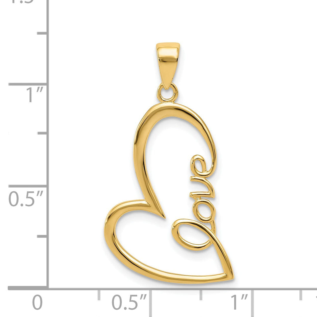 14k Yellow Gold Love Heart Fancy Design Pendant